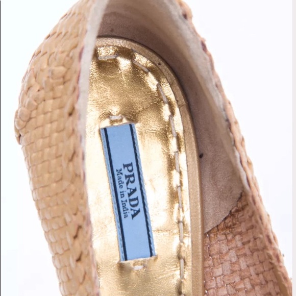 **AVAILABLE** PRADA raffia platform pumps size 8.5 - Picture 7 of 8